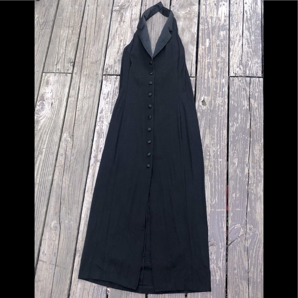 🎀Betsey Johnson RARE  L U X E tuxedo halter Dress - Picture 2 of 4